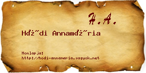 Hódi Annamária névjegykártya